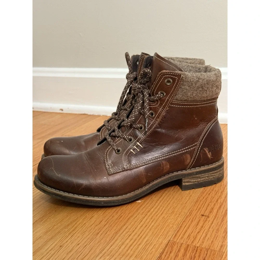 TAOS Cutie Sz 7 - 7.5 / 38 Brown Leather Zip & Lace Ankle Hiking Boots Boho